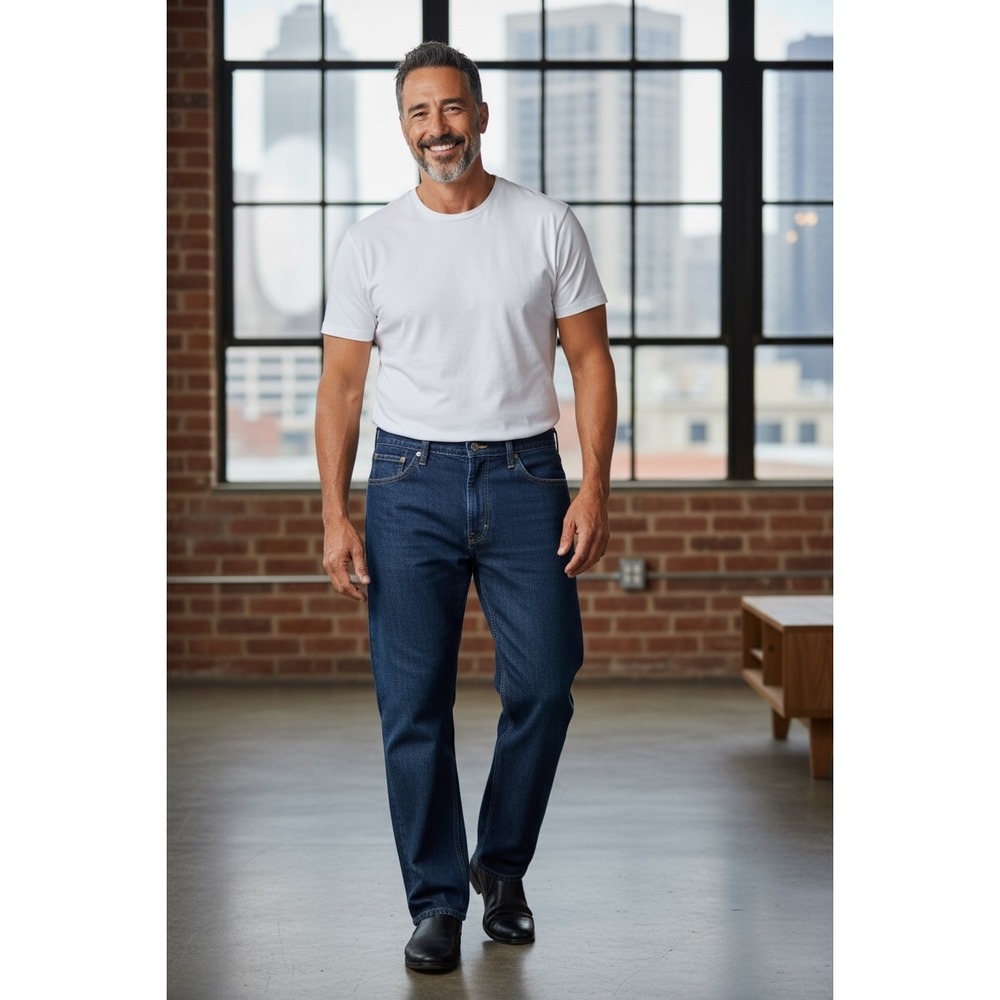 Wrangler Mens Relaxed Fit Straight Leg Jeans Size‎ 44x30 Dark Wash Denim